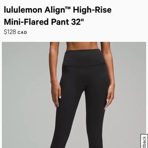 Brand New Size 12 Tall Lulu Align High Rise Flare